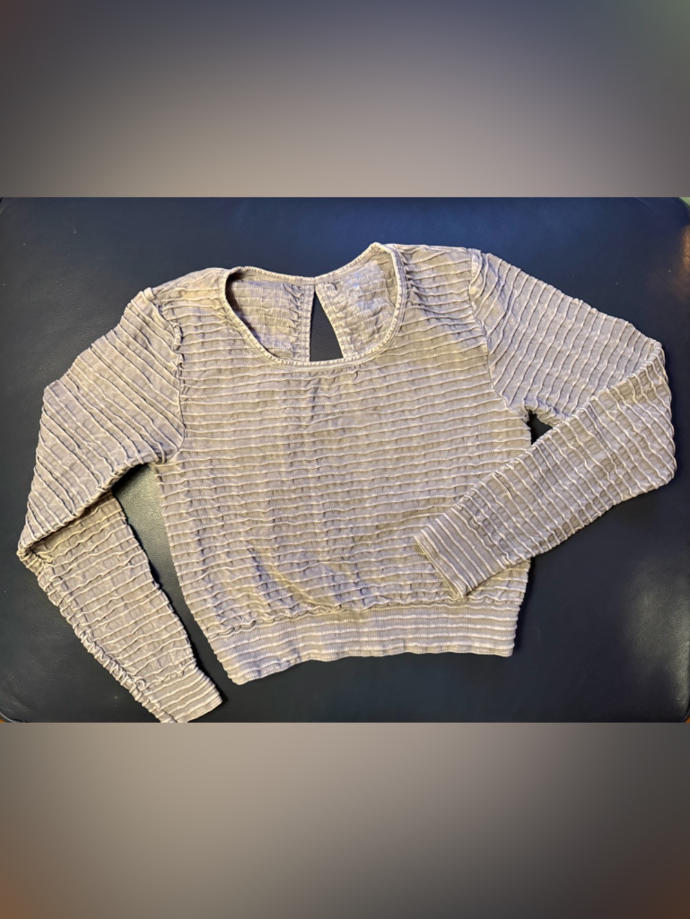 NWOT NUX Pucker Up Long Sleeve Top in Gray/Silver Size Med $82 Retail